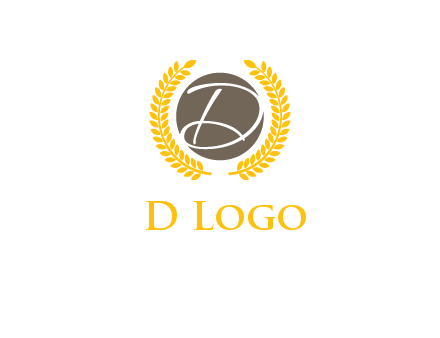 elegant letter D inside circle with laurel wreath logo