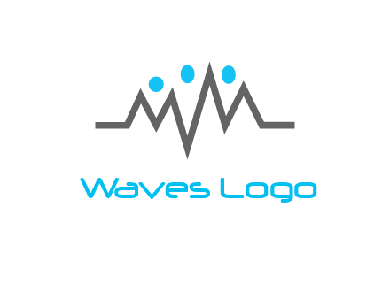 waves with circle forming abstract people logo