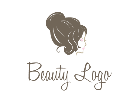 woman head with hair bun beauty logo icon