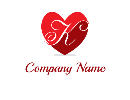 letter k inside heart shape logo