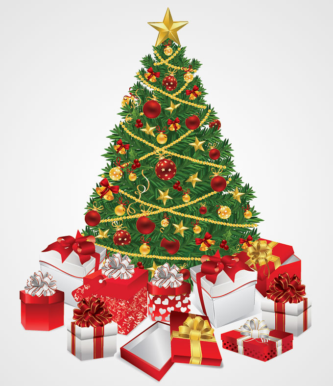 Christmas Tree Gifts On White Background Stock Illustration | My XXX ...