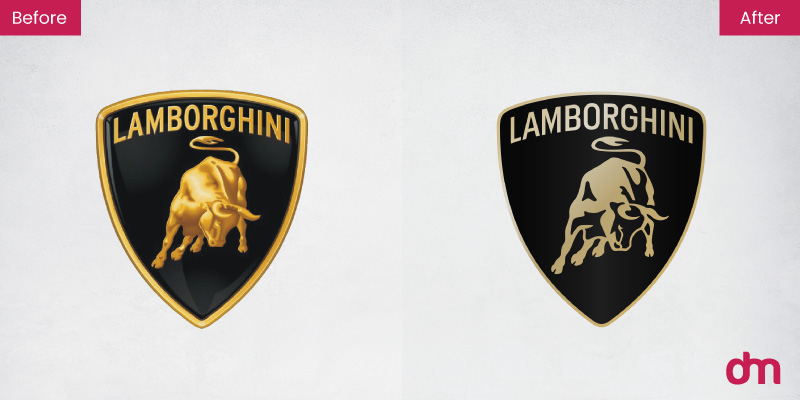 Lamborghini logo before and after