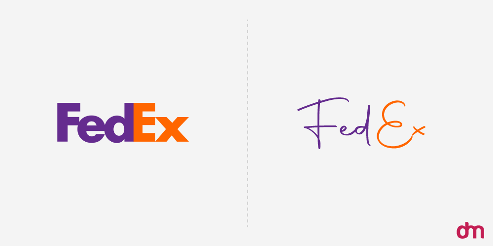 FedEx Logo - Original vs. Reimagined in Cursive Font