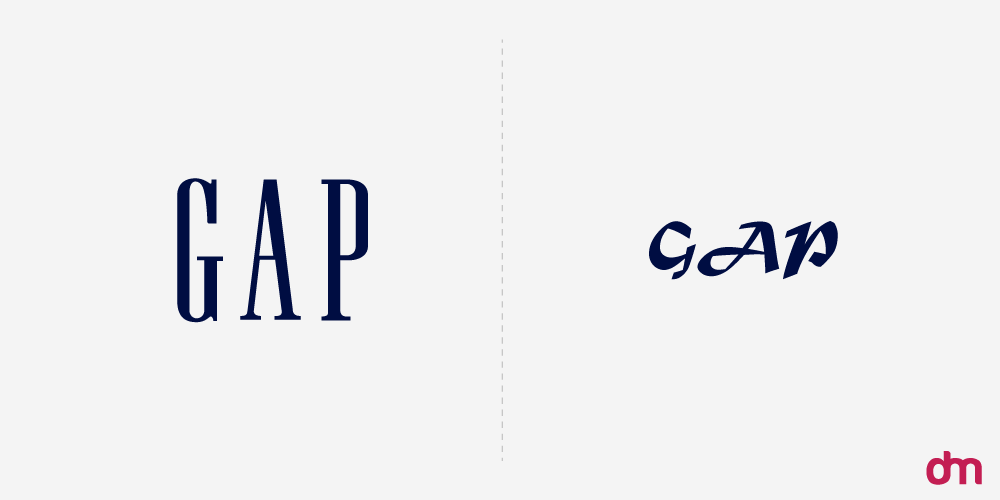Gap Logo - Original vs. Reimagined in Cursive Font