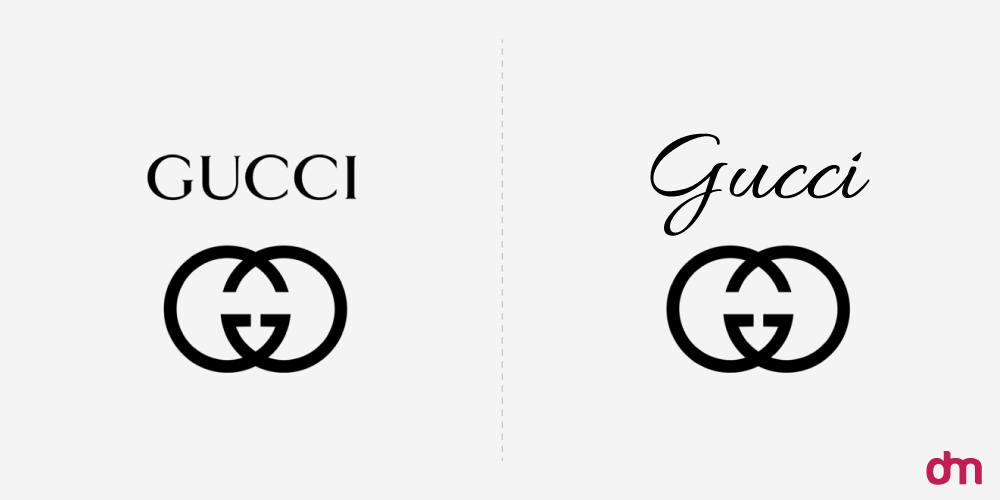 Gucci Logo - Original vs. Reimagined in Cursive Font