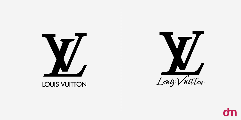 Louis Vuitton Logo - Original vs. Reimagined in Cursive Font