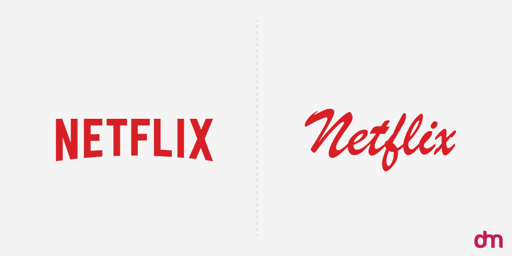 Netflix Logo - Original vs. Reimagined in Cursive Font