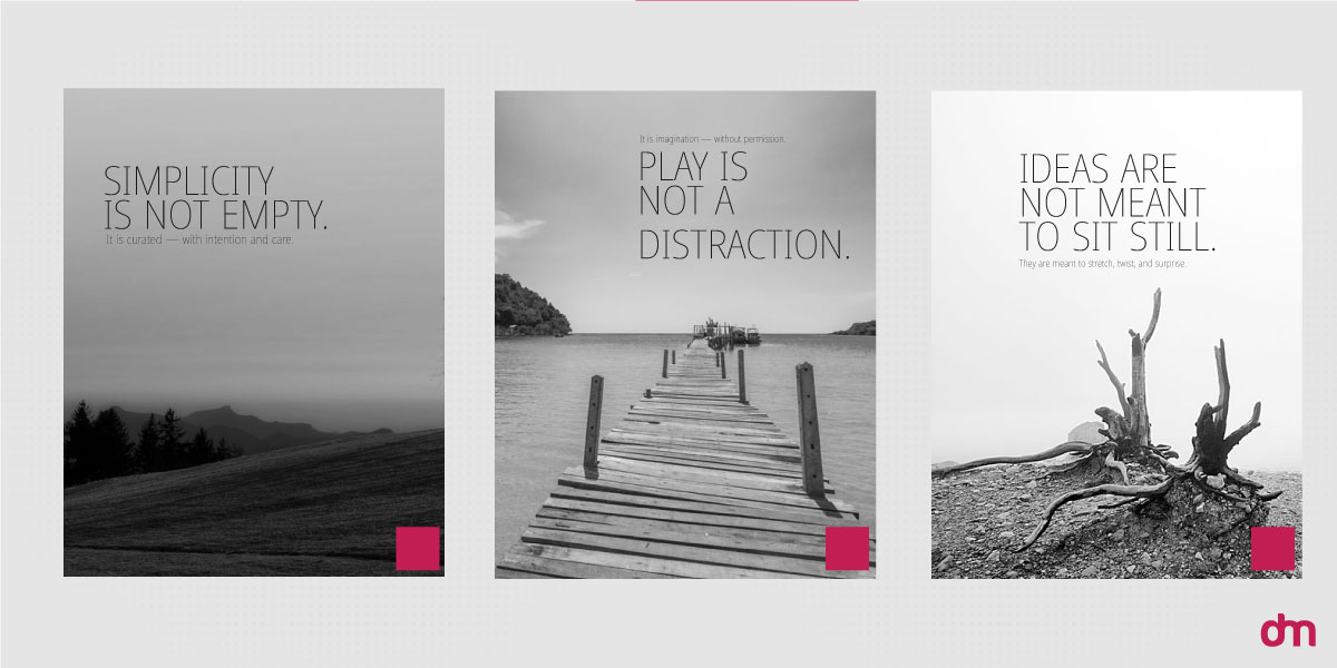 A small square or circle placed in the same corner every time