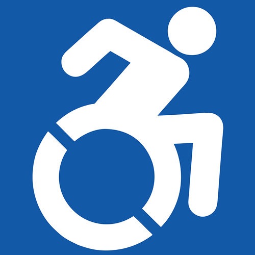 abstract person in wheel chair symbol