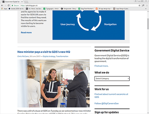 Screenshot of the UK GDS website