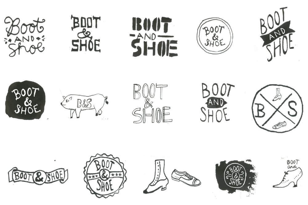 creative typography logos for Boot & Shoe