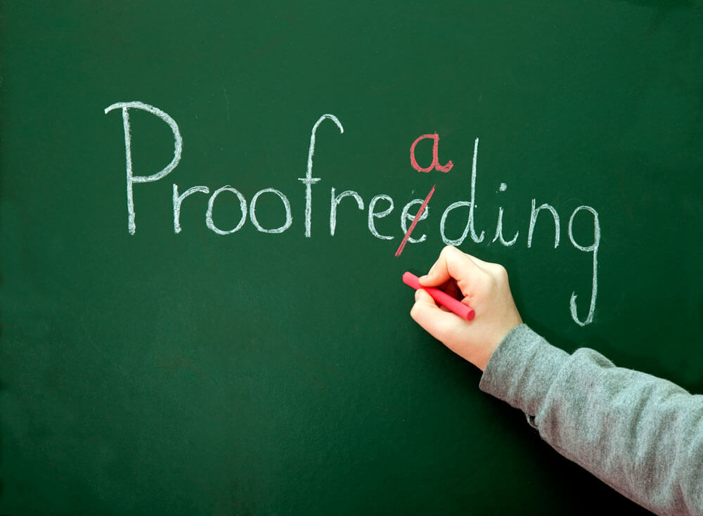 Proofreading word on chalk board