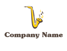 saxophone with musical notes band logo