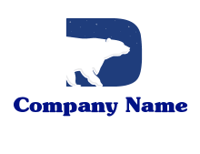 negative spacing bear in curved square of night sky animal logo