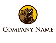 grizzly bear illustration in circle animal logo