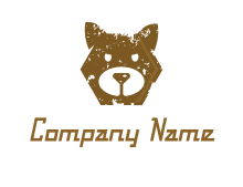 bear face in hexagonal shape animal logo