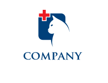 cat with medical plus symbol logo