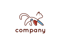 line art abstract cat walking animal logo