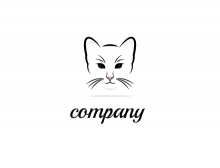 cute cat face line art logo