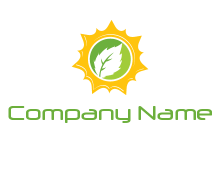 leaf in circle in abstract sun logo