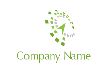 circular pixelated with compass arrow logo