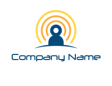 abstract person placed in front of communication circles logo