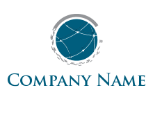 network pattern in circle with outer pixelated boundary logo