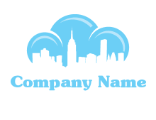 negative spacing buildings in bubbles logo