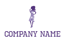 woman in a purple sleeveless dress logo