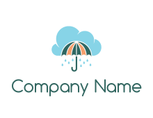 umbrella with rain drops and cloud logo
