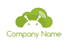cute alien with signals in cloud logo