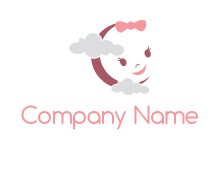 moon forming face with cloud logo