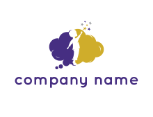 negative spacing child playing with stars in cloud daycare logo