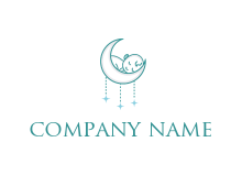 line art baby sleeping on the moon daycare logo