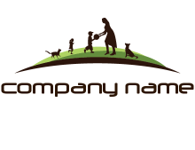 family playing with animals in scenery daycare logo