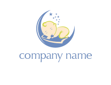 baby sleeping on moon with stars daycare logo