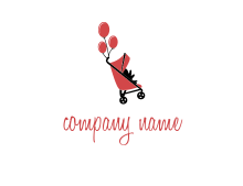 baby stroller with balloons daycare logo