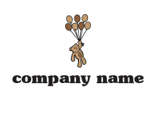 teddy bear floating with balloons daycare logo