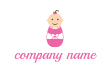 childcare logo with a baby in pink