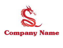 abstract red dragon logo