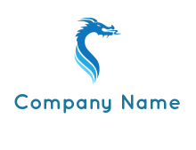 abstract swooshes with dragon head logo