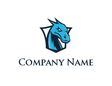 dragon head in shield gaming logo