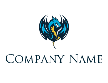 abstract blue dragon gaming logo
