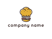burger bun as chef’s hat food logo