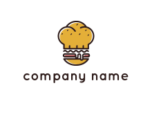 burger with a chef's hat upper bun food logo