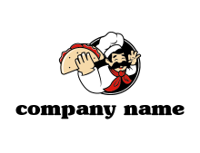 logo with a chef holding a taco