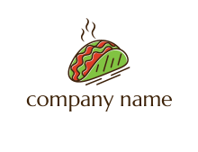 veggie taco with steam food logo