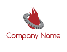gear around fire logo