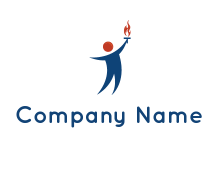 person icon holding a torch with fire logo