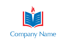 book with fire logo
